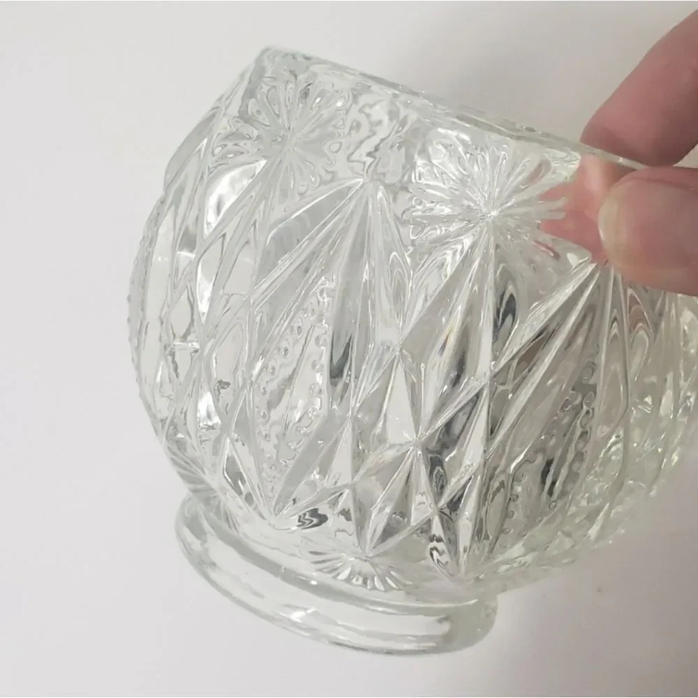 VINTAGE AVON Diamond Cut Crystal Clear Glass Bowl Decor Candle Dish